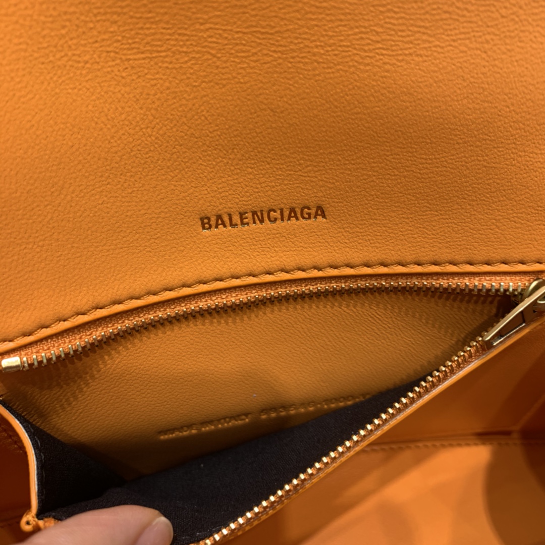 Balenciaga Hourglass XS Handbag Crocodile Embossed Shoulder Bag Orange